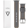 moVear Prestige C1 22mm Grau Lederarmband für Apple Watch 10 / 9 / 8 / 7 / 6 / 5 / 4 / SE (42/41/40mm) | Grau Nähte [Größen XS-XXL und Schnalle zur Auswahl]