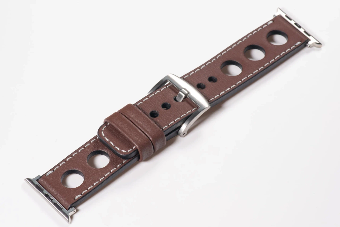 Leather watch strap