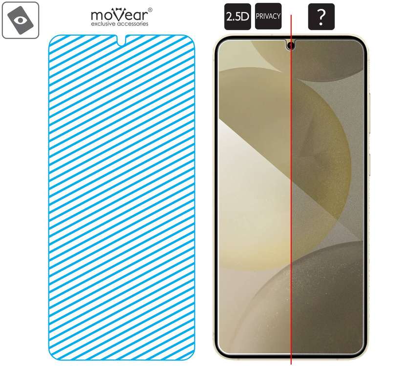 2 Stk. | moVear mBOX GLASS mSHIELD 2.5D privacy für Samsung Galaxy S25+/S24+ (Plus) (6.7") (Anti-Spionage, mit Applikator)