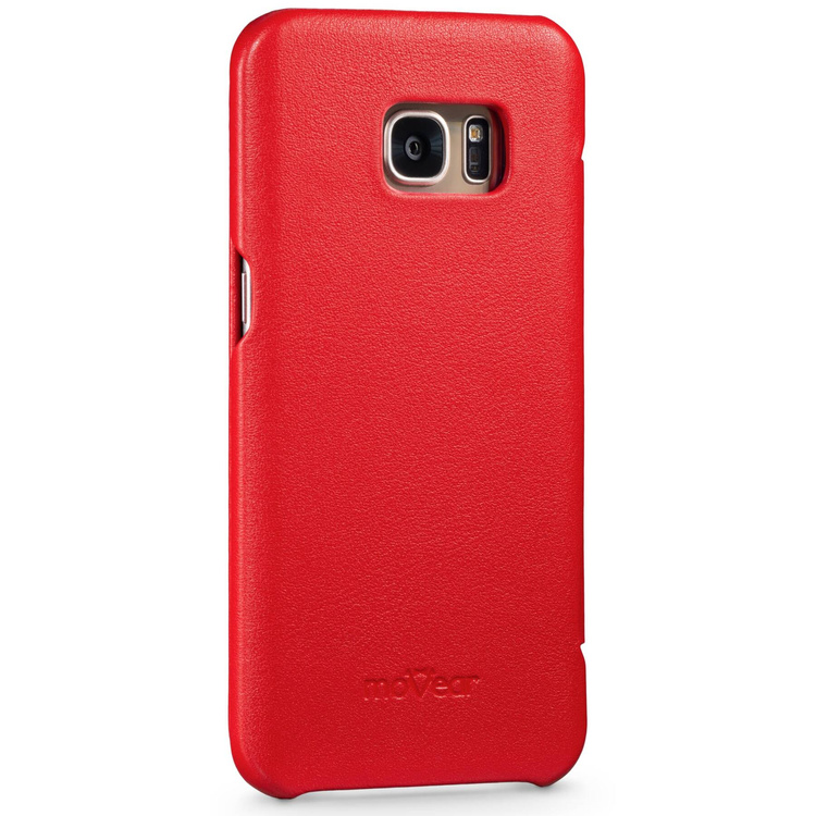 moVear flipSide S Ledertasche für Samsung Galaxy S7 edge (5.5") | Glatte Leder, Handy Hülle book type (Rot)