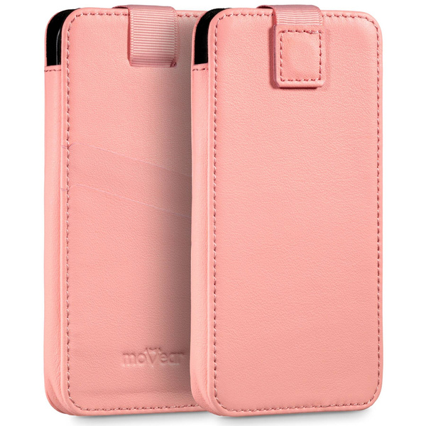 moVear pocketCase C+ Einschubtasche aus Leder für Smartfon rozmiar L (ok 162 x 80 x 9mm) | Nappaleder (Rosa)