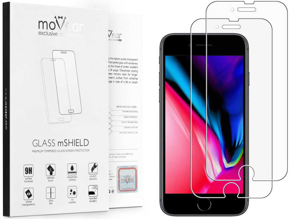 2 Stk. | moVear GLASS mSHIELD 2.5D MATT für Apple iPhone 8 Plus / 7 Plus (5.5") | (Antireflex, Handyhülle freundlich)