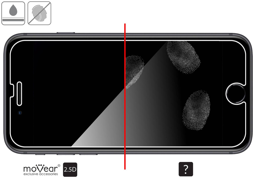 moVear GLASS mSHIELD 2.5D für Apple iPhone 8 Plus / 7 Plus (5.5") (Handyhülle freundlich)