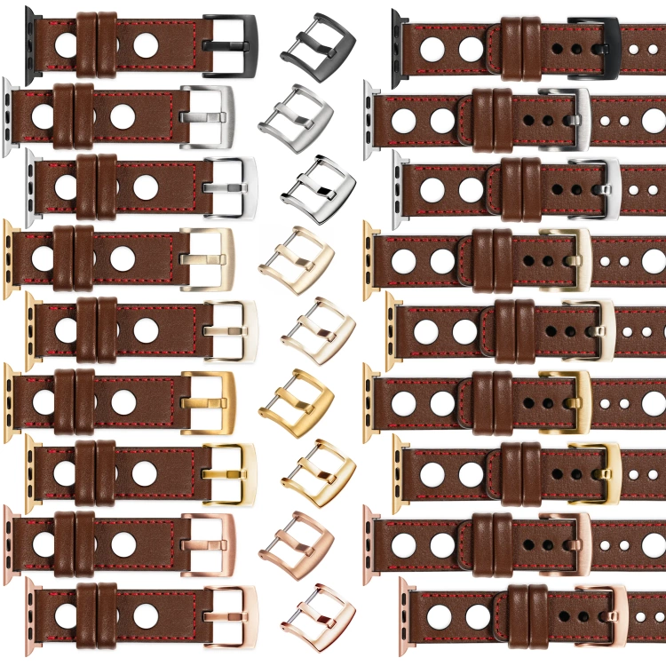 moVear Prestige R1 24mm Dark brown Leather strap for Apple Watch 10 / 9 / 8 / 7 / 6 / 5 / 4 / SE (46/45/44mm) & Ultra (49mm) | Dark brown stitching [sizes XS-XXL and buckle to choose from]