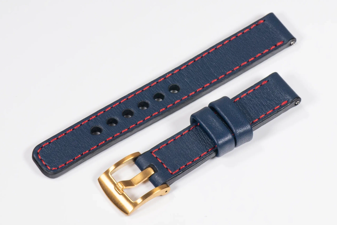 Leather watch strap