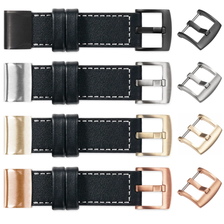 moVear Prestige C1 Leather strap for Garmin QuickFit 20mm (Fenix / Instinct - 43/42/40mm) Black, Black stitching [sizes XS-XXL and buckle to choose from]