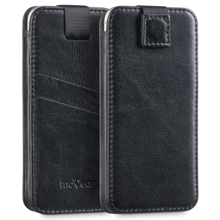 moVear pocketCase C+ Slide in leather Bag Pouch for Samsung rozmiar L (ok 160 x 79 x 8mm) | Vintage leather (Black)