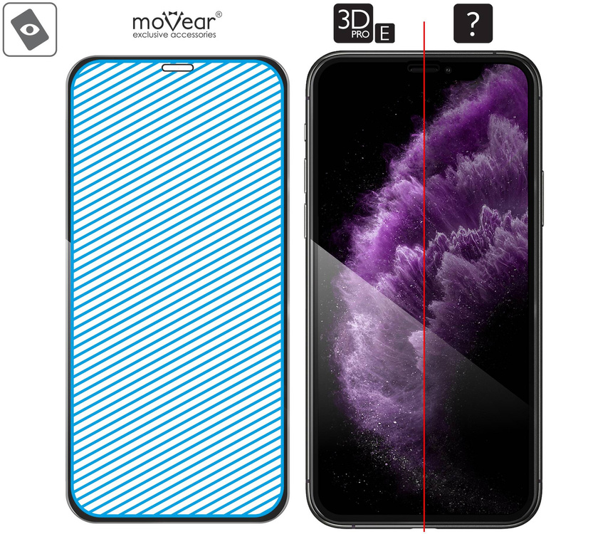 moVear GLASS mSHIELD 3D PRO-E for Apple iPhone 11 Pro Max / Xs Max (6.5") (case friendly)