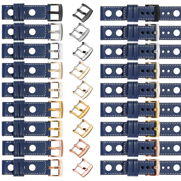 moVear Prestige R1 18mm leather watch strap | Navy blue, Navy blue stitching [sizes XS-XXL and buckle to choose from]