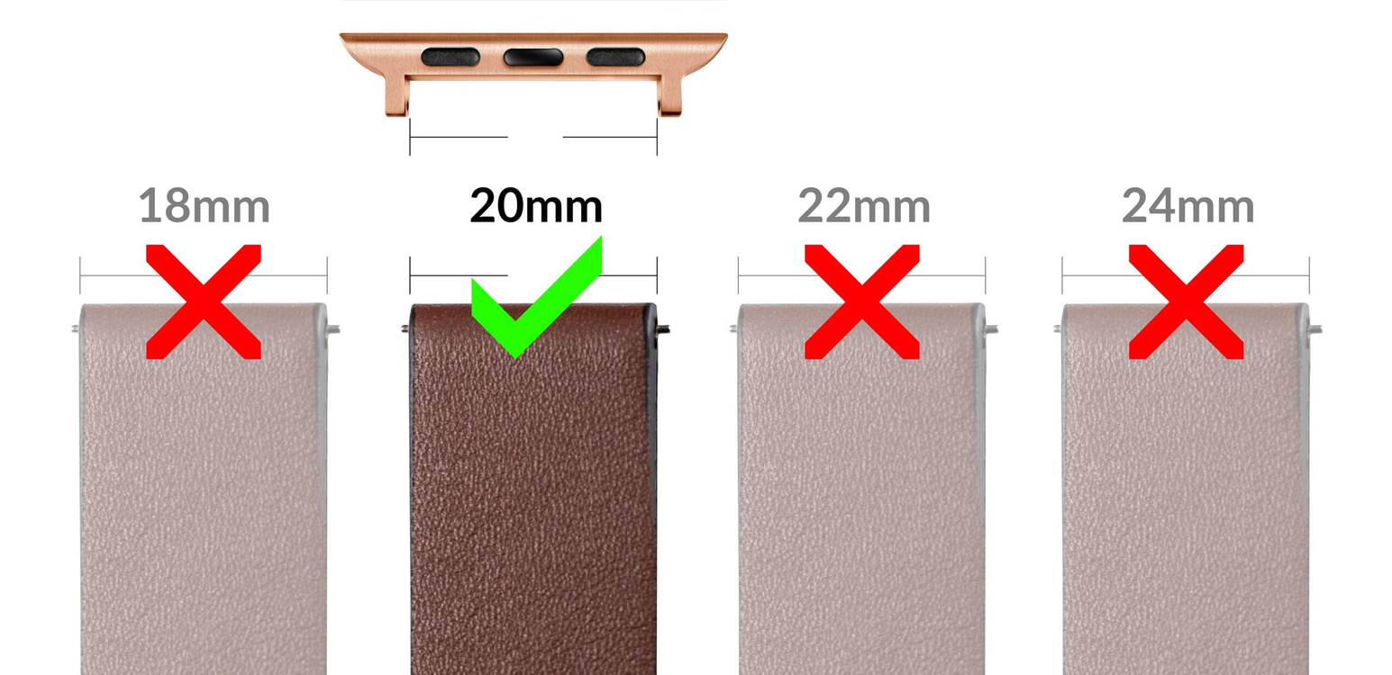 moVear | 20mm watch strap adapter for Apple Watch 9/8/7/6/SE/5/4/3/2/1 (45/44/42mm) & Ultra (49mm) | Rose gold, Stainless steel +PVD