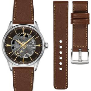 moVear Prestige C1 20mm Dark brown Leather strap for Certina DS-1 Skeleton C029.907.16.081.00 | Dark brown stitching [sizes XS-XXL]