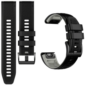 Silikon-Uhrenarmband SIL S1 für Garmin QuickFit 26mm (Fenix / Epix / Quatix / Tactix / Enduro - 51mm) Schwarz – moVear