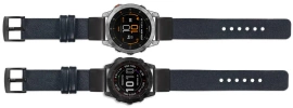 moVear Prestige S1 Lederarmband für Garmin QuickFit 26mm (Fenix / Epix / Quatix / Tactix / Enduro - 51mm) Schwarz [Schließe nach Wahl]