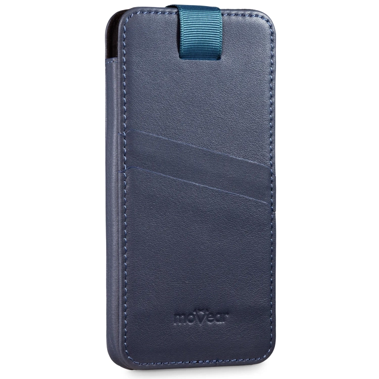 moVear pocketCase C+ Einschubtasche aus Leder für Apple iPhone Air / 16/15/14 Plus, 13/12/11 Pro MAX, Xs MAX / 11 / XR / 8/7/6 Plus | Nappaleder (Blau)