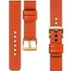 moVear Prestige C1 24mm Uhrenarmband aus Leder | Orange, Orange Nähte [Größen XS-XXL und Schnalle zur Auswahl]
