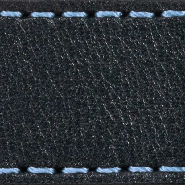 Gurt C1 20mm | Schwarz / Himmelblau Thread | Lederteile ohne Schnalle