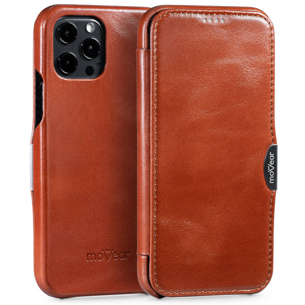 moVear flipSide C Leather case for Apple iPhone 12 Pro / 12 (6.1") | Vintage leather (Brown)