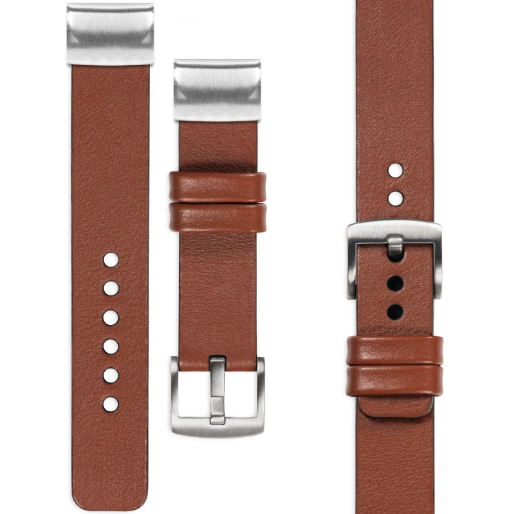 moVear Prestige S1 Lederarmband für Garmin QuickFit 20mm (Fenix / Instinct - 43/42/40mm) Braun [Schließe nach Wahl]