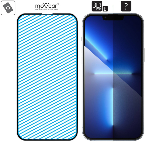 2 Stk. | moVear GLASS mSHIELD 3D PRO-E für Apple iPhone 14 Plus / 13 Pro Max (6.7") (Handyhülle freundlich)