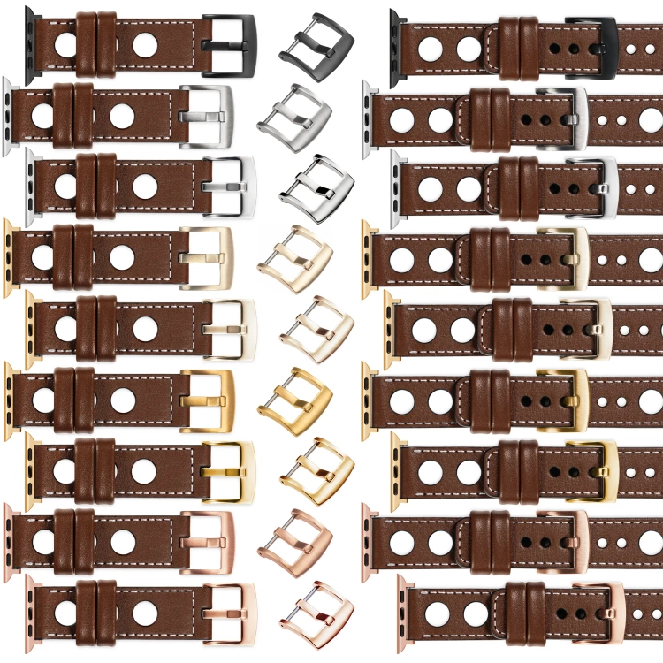 moVear Prestige R1 24mm Dark brown Leather strap for Apple Watch 10 / 9 / 8 / 7 / 6 / 5 / 4 / SE (46/45/44mm) & Ultra (49mm) | Dark brown stitching [sizes XS-XXL and buckle to choose from]