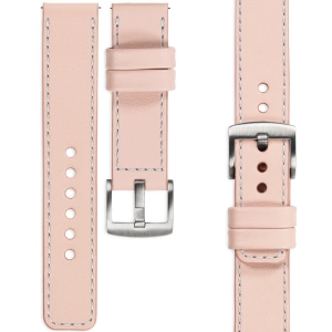 moVear Prestige C1 18mm Flesh pink Leather strap for Garmin Vivoactive 4S, Venu 3S/2S, Vívomove 3S | Flesh pink stitching [sizes XS-XXL and buckle to choose from]