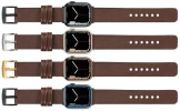 moVear Prestige S1 24mm Lederarmband für Apple Watch 10 / 9 / 8 / 7 / 6 / 5 / 4 / SE (46/45/44mm) & Ultra (49mm) Dunkelbraun [Adapter und Schnalle zur Auswahl]