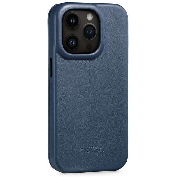 moVear flipSide 4S Leather slim case for Apple iPhone 14 Pro Max (6.7") | Smooth leather (Navy blue)