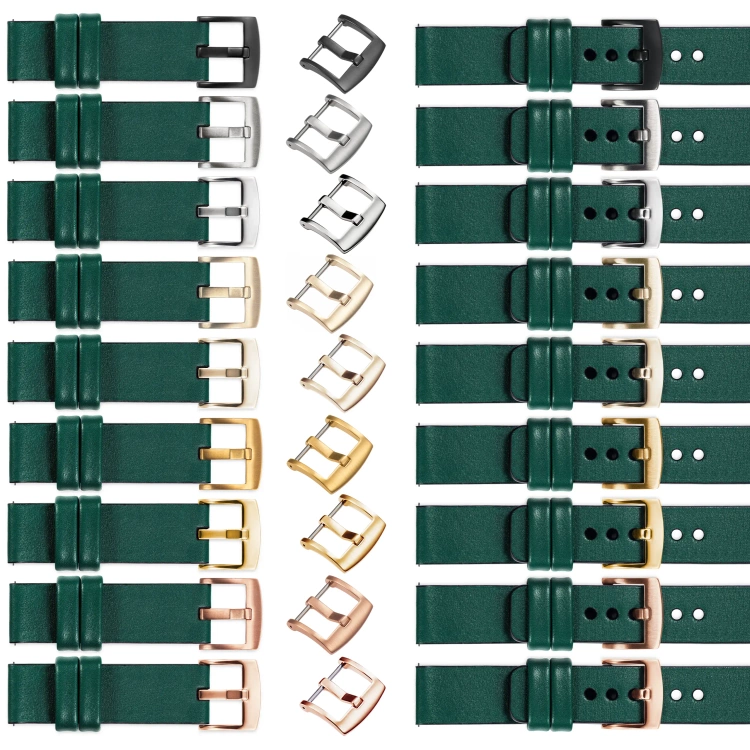 moVear Prestige S1 24mm Leather strap for watch | Bottle green [buckle to choose from]