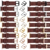 moVear Prestige C1 20mm Rotbraun Lederarmband für Apple Watch 10 / 9 / 8 / 7 / 6 / 5 / 4 / SE (42/41/40mm) | Rotbraun Nähte [Größen XS-XXL und Schnalle zur Auswahl]