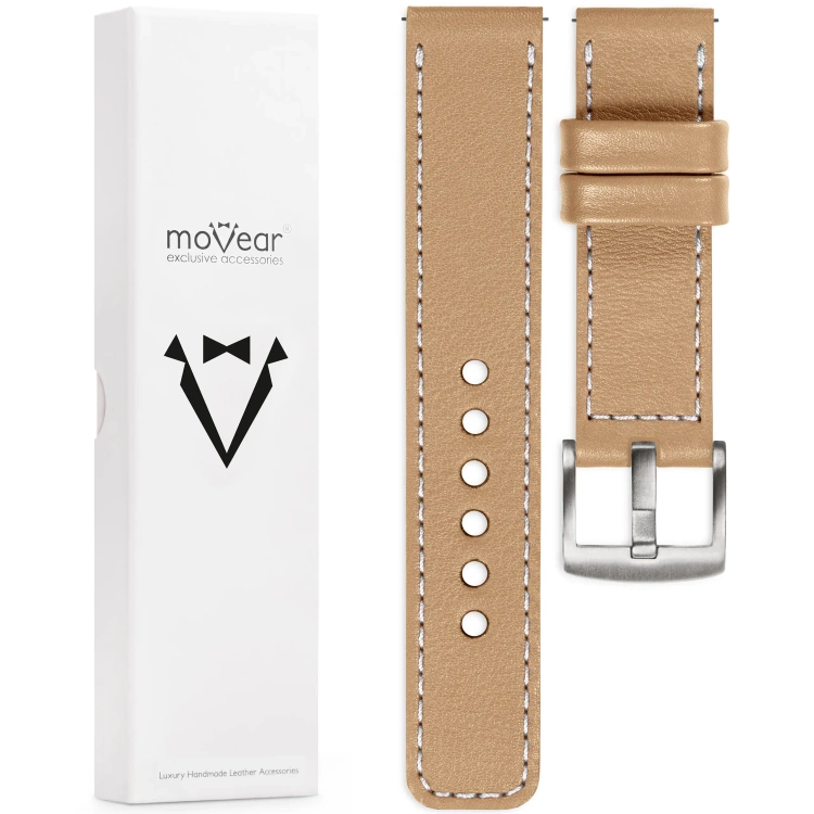 moVear Prestige C1 leather watch strap | Cappuccino