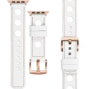 moVear Prestige R1 22mm Weiß Lederarmband für Apple Watch 10 / 9 / 8 / 7 / 6 / 5 / 4 / SE (42/41/40mm) | Weiß Nähte [Größen XS-XXL und Schnalle zur Auswahl]