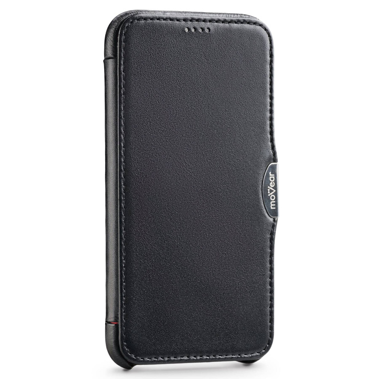 moVear flipSide C Leder Handyhülle für Apple iPhone Xr (6.1") | Glattleder (Schwarz)