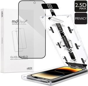 moVear mBOX GLASS mSHIELD 2.5D MAX privacy for Apple iPhone 14 Pro (6.1") (Anti spy, with Applicator)