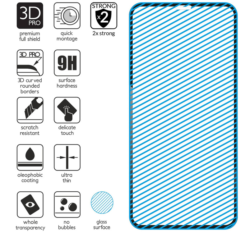 2 pcs. | moVear GLASS mSHIELD 3D PRO for Apple iPhone 11 Pro / Xs / X (5.8") (full screen protection)