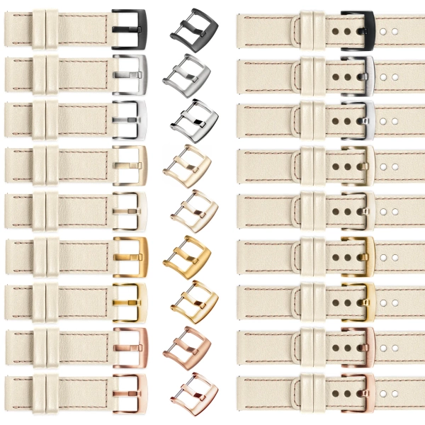 moVear Prestige C1 20mm leather watch strap | Nude, Nude stitching [sizes XS-XXL and buckle to choose from]