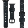 moVear Prestige R2 24mm Schwarz Lederarmband für Apple Watch 10 / 9 / 8 / 7 / 6 / 5 / 4 / SE (46/45/44mm) & Ultra (49mm) | Schwarz Nähte [Größen XS-XXL und Schnalle zur Auswahl]
