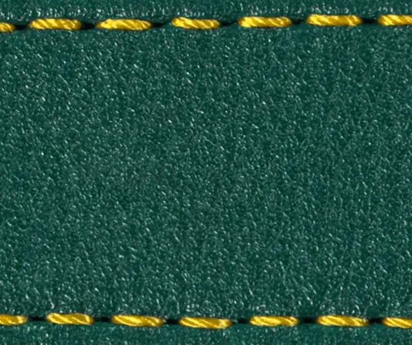 Strap C1 24mm | Bottle green / Yellow thread | Leather parts without buckle