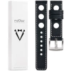 moVear Prestige R1 22mm Schwarz Lederarmband für Garmin Vivoactive 4, Venu 3/2 | Schwarz Nähte [Größen XS-XXL und Schnalle zur Auswahl]