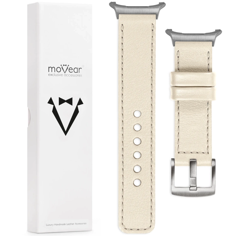 moVear Prestige C1 24mm Nude Lederarmband für Samsung Galaxy Watch Ultra | Nude Nähte [Größen XS-XXL und Schnalle zur Auswahl]