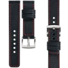 moVear Prestige C1 20mm Black Leather strap for Garmin Vivoactive 5/3, Vivomove 3, Venu 2 | Black stitching [sizes XS-XXL and buckle to choose from]