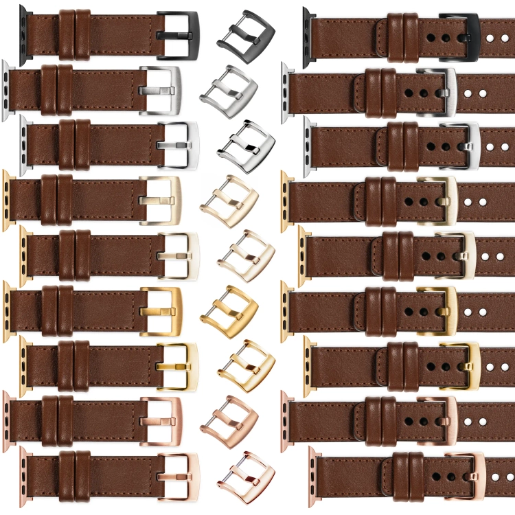 moVear Prestige C1 20mm Dunkelbraun Lederarmband für Apple Watch 10 / 9 / 8 / 7 / 6 / 5 / 4 / SE (42/41/40mm) | Dunkelbraun Nähte [Größen XS-XXL und Schnalle zur Auswahl]