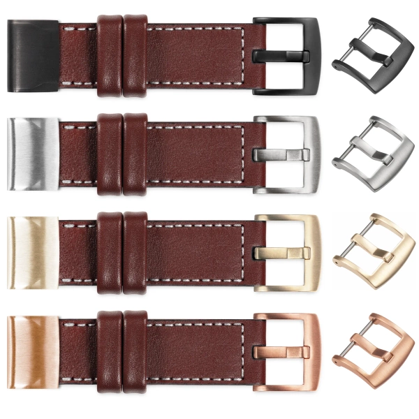 moVear Prestige C1 Lederarmband für Garmin QuickFit 22mm (Fenix / Forerunner / Epix / Instinct / Enduro / Quatix / MARQ - 47/45mm) Rotbraun, Rotbraun Nähte [Größen XS-XXL und Schnalle zur Auswahl]