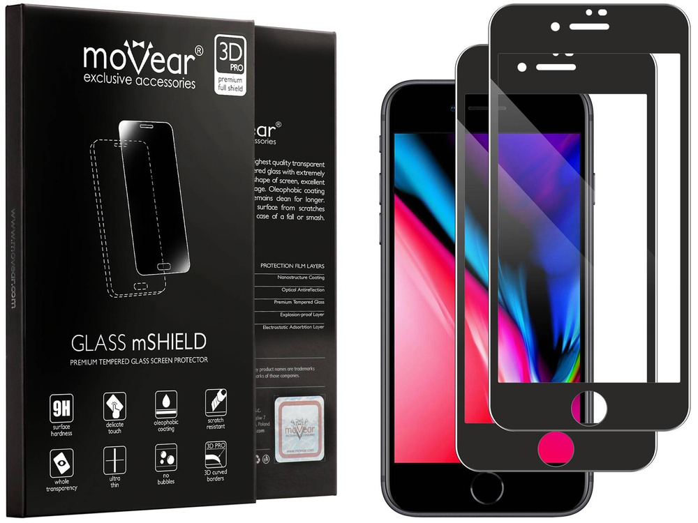 2 Stk. | moVear GLASS mSHIELD 3D PRO für Apple iPhone 8 / 7 (4.7") (Vollbildschutz)