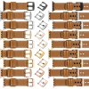 moVear Prestige C1 22mm Hellbraun Lederarmband für Apple Watch 10 / 9 / 8 / 7 / 6 / 5 / 4 / SE (42/41/40mm) | Hellbraun Nähte [Größen XS-XXL und Schnalle zur Auswahl]