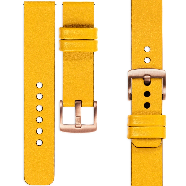 moVear Prestige S1 20mm Leather strap for Huawei Watch GT 3 2 1 / Pro (43/42mm) Yellow [sizes XS-XXL and buckle to choose from]