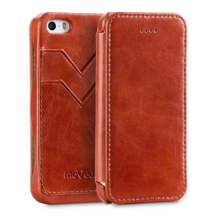 moVear flipSide C+ Leather Case for Apple iPhone SE / 5s / 5 | Vintage, Brown