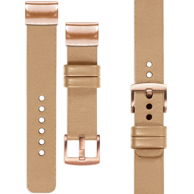 moVear Prestige S1 Lederarmband für Garmin QuickFit 20mm (Fenix / Instinct - 43/42/40mm) Cappuccino [Schließe nach Wahl]