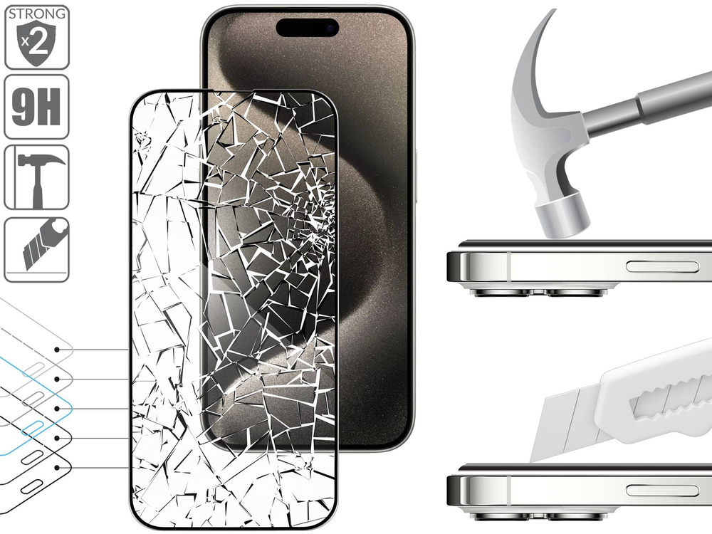 moVear mBOX GLASS mSHIELD 3D PRO for Apple iPhone 15 Pro (6.1") (easy installation)
