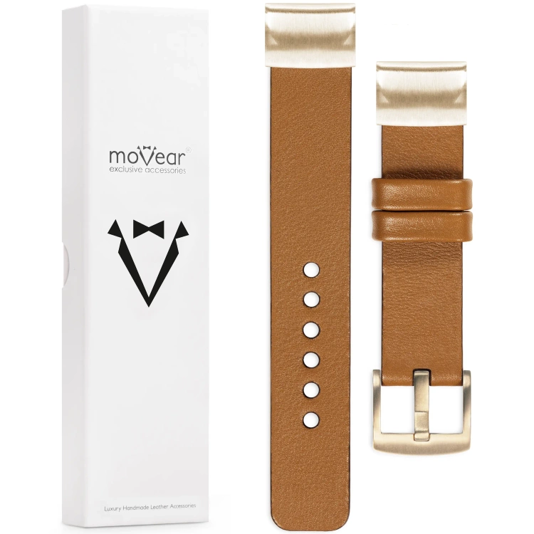 moVear Prestige S1 Leather strap for Garmin QuickFit 20mm (Fenix / Instinct - 43/42/40mm) Light brown [sizes XS-XXL and buckle to choose from]