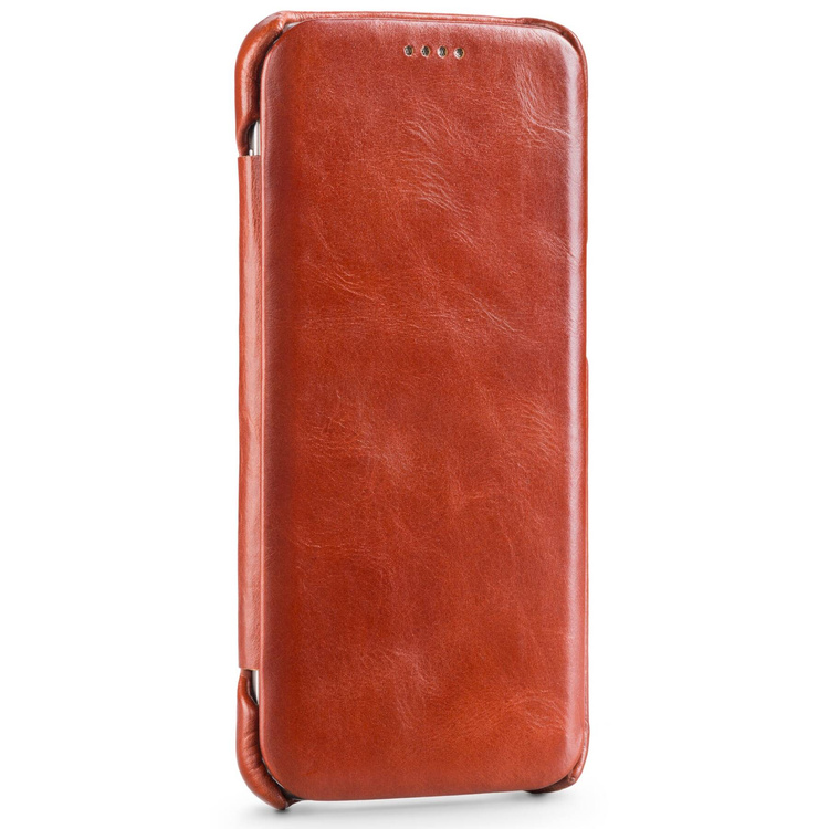 moVear flipSide S Ledertasche für Samsung Galaxy S7 edge (5.5") | Glatte Leder, Handy Hülle book type (Braun)